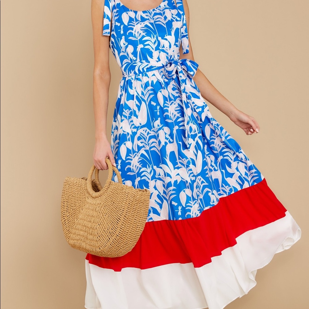 NWT Red, White Blue Tea & Cup Maxi
